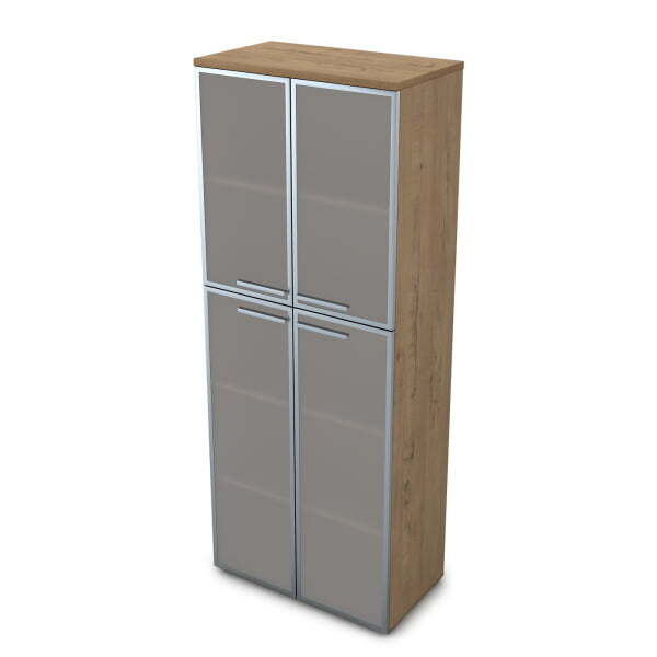 9Ш.005.17 Шкаф высокий со стеклом (800x450x2045) (Teakwood)