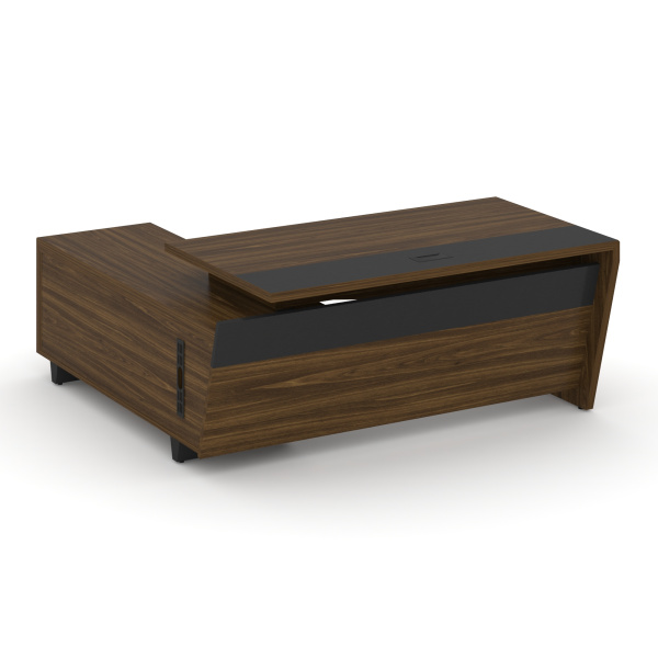 Стол руководителя с тумбой Corner COR.SRT-18 (R) (1800x1800x750) (Орех Лоренцо-Графит | Металл Графит)