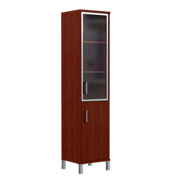 Шкаф узкий, глухая дверь без замка, правая+стекло в AL раме Born B-431.4 R 475x450x2054 (Бургунди)