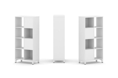 Набор стеллажа 2-х сторонний, 4 яруса SN.NSD-421 (754х400х1615) (Белый/Металл Белый)