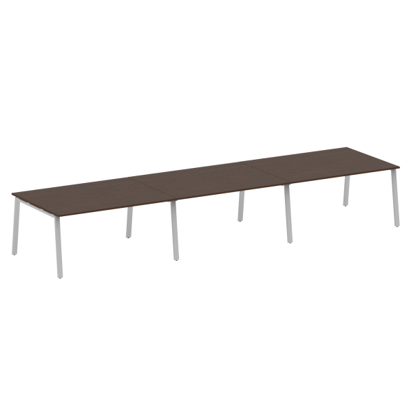 Стол для переговоров (3 столешницы) на А-образном м/к Metal System Style БА.ПРГ-3.4 4800x1235x750 (Венге Цаво/Серый металл)