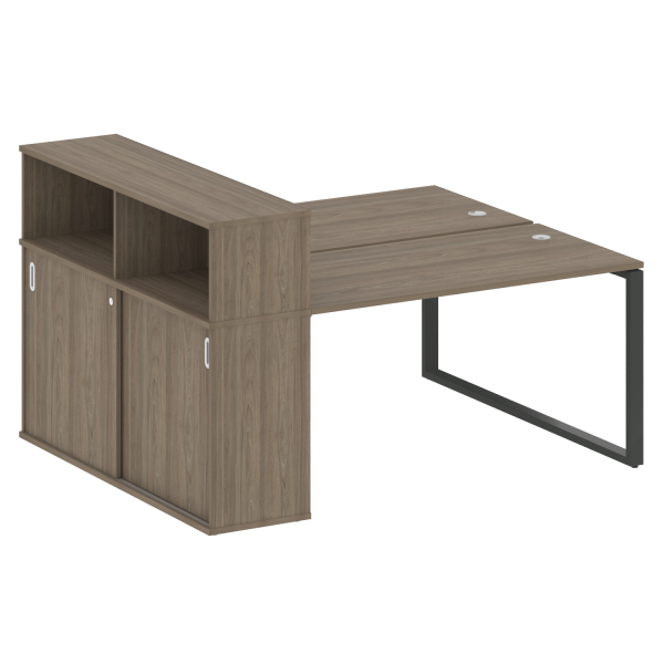 Рабочая станция с шкафом-купе на О-образном м/к Metal System Style БО.РС-СШК-2.3 Т 1810x1475x1098 (Вяз/Антрацит металл)