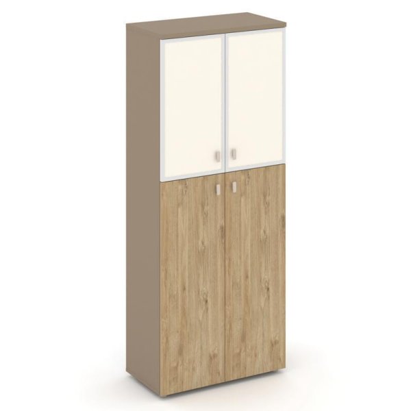 Шкаф высокий широкий ES.ST-1.7R I (800х420х1977) (Латте/Тиквуд Светлый/Лакобель ivory)