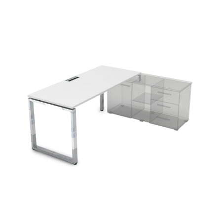Стол рабочий, прямолинейный, правый Gloss НСТП-О.979 1400x700x750 (Белый премиумХром)