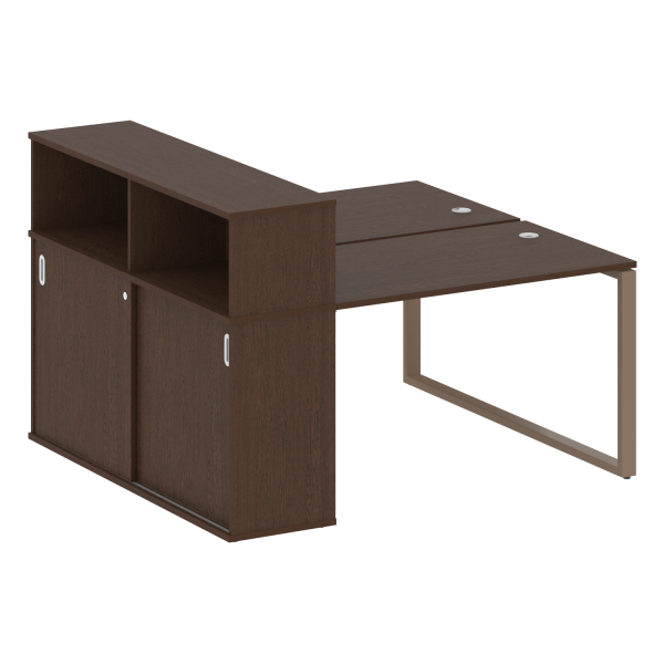 Рабочая станция с шкафом-купе на О-образном м/к Metal System Style БО.РС-СШК-2.2 Т 1610x1475x1098 (Венге Цаво/Мокко металл)