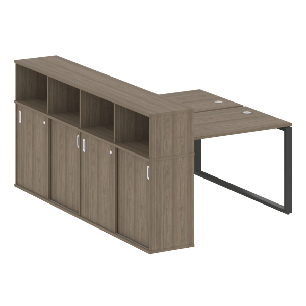 Рабочая станция с шкафом-купе на О-образном м/к Metal System Style БО.РС-СШК-4.2 Т 1610x2332x1098 (Вяз/Антрацит металл)