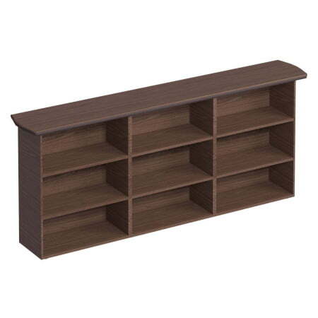 Шкаф открытый тройной топ, 2 полки и боковины в дереве, кромка топа в коже ISixty A120GG/270 2900x48 (Кожа коричневая)