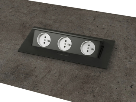 Центральная вставка стола переговора с блоком розеток Vestar Z-213 1400x460x18 (Дуб Галифакс белый/Бетон Чикаго)