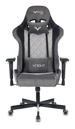 Кресло игровое Zombie VIKING 7 KNIGHT Fabric серый Loft ромбик ткань/эко.кожа с подголов. крестов. м (Серый)