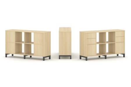 Набор стеллажа 1 сторонний, 2 яруса SN.NS-241 (1488х400х881) (Акация Лорка/Металл Антрацит)