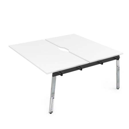 10БДСВ.289 Стол системы Бенч с вырезом, сдвоенный, на 2 рабочих места - средний (1400x1635x750) (Белый премиум/Глянец металл)