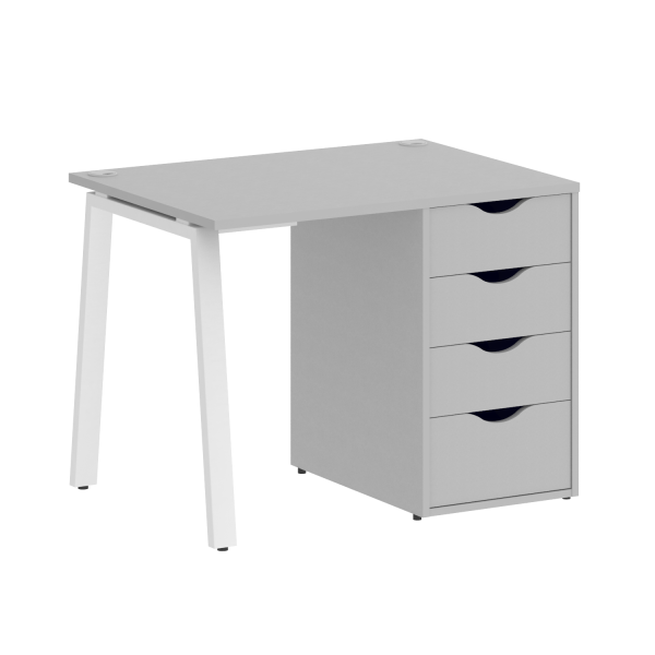 Стол письменный VR.SP-3-98.4.A 980x720x750 (Серый/Белый Металл)