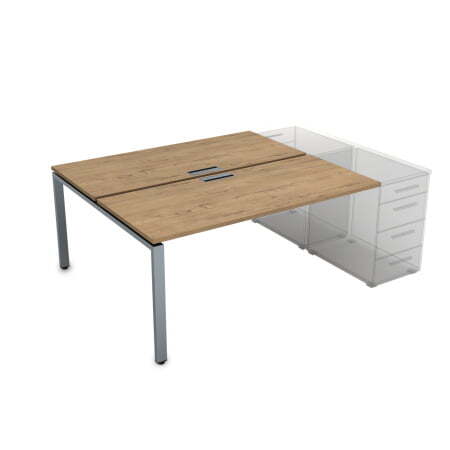 СТБ-П.989 Стол системы БЕНЧ на 2 рабочих места, приставной (1400x1635x750) (TeakwoodСерый)