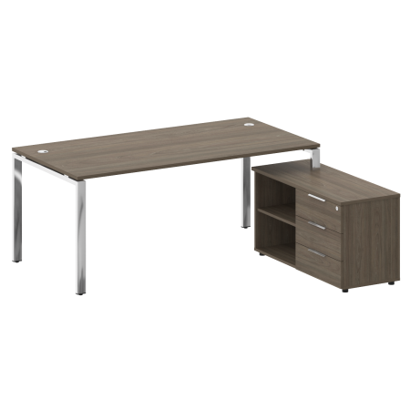 Стол для руководителя с тумбой правый БГ.СРТ-5.9 (R) 1900x1720x750 (Вяз Благородный/Нерж. Сталь)