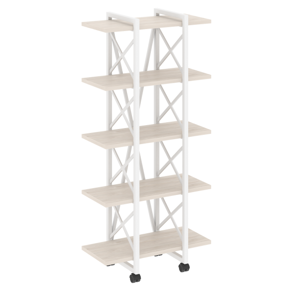 Стеллаж на колесных опорах-5 полок VR.L-MST.K-5.4V 800x400x1704 (Денвер Светлый/Белый металл)