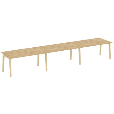 Стол переговорный на деревянных опорах Onix Wood OW.PRG-3.4 4740x980x750 (Тиквуд Светлый/Дуб Светлый)