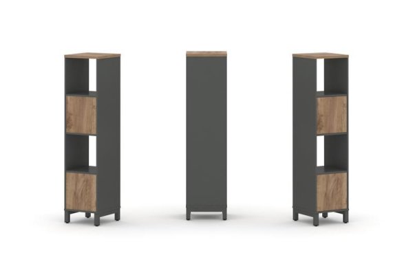 Набор стеллажа 1 сторонний, 4 яруса SN.NS-411 (387х400х1615) (Антрацит/Дуб Табак/Металл Антрацит)