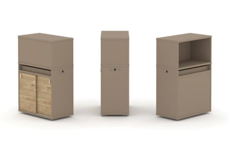 Тумба одиночная + низкая надставка ES.NB.1N-3 (750х410х1135) (Латте/Тиквуд Светлый)