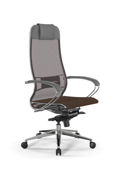 Кресло для руководителя Метта Samurai L1-1K - TS /Uc00/Nc00/K2cL(M06.B32.G11.W03) (Светло-коричневый | Серый)