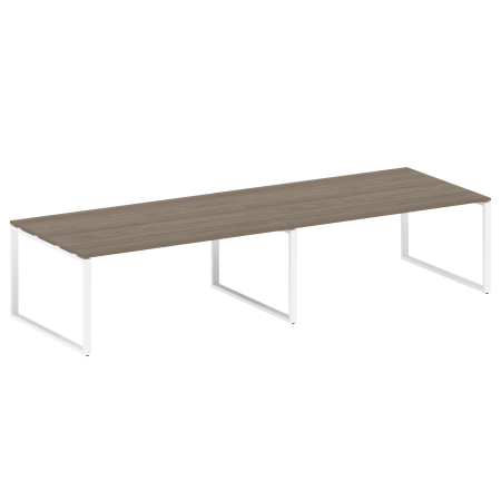 Переговорный стол 2 столешницы Metal System Style БО.ПРГ-2.5 3600x1235x750 (Вяз/Белый металл)