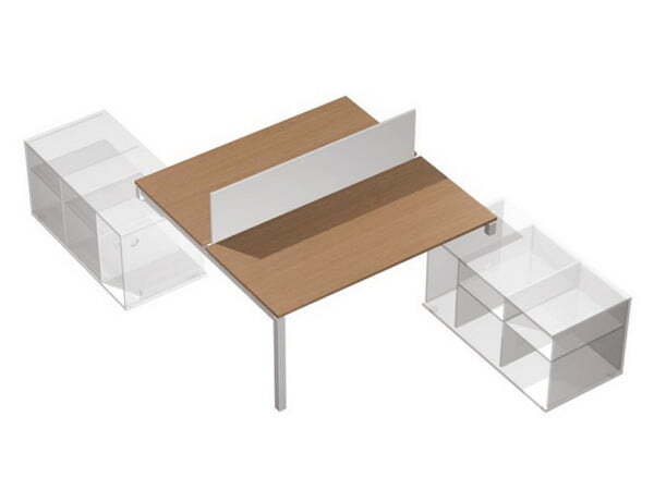 Рабочая станция (2х160) с экраном ДСП тумбах правых (БЕЗ ТУМБ) Profiquadro КВ 0144 БВ 2148x3400x750 (Белый премиум / Вишня скандинавскаяСерый)