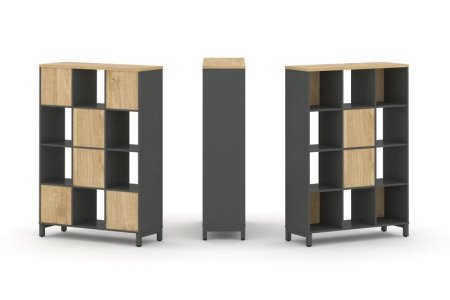 Набор стеллажа 1 сторонний, 4 яруса SN.NS-431 (1121х400х1615) (Антрацит/Тиквуд Светлый/Металл Антрацит)