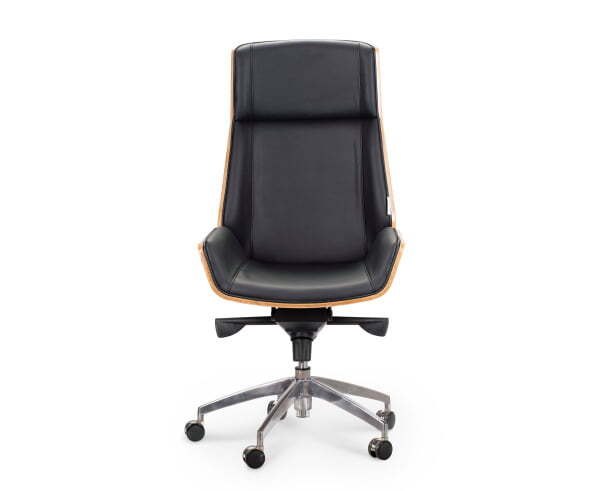 Кресло офисное / Патио / черная кожа / алюминиевая крестовина (Черный)