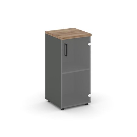 Шкаф низкий узкий SN.STU.E-302(R) (400х400х833) (Антрацит/Дуб Табак/Прозрачный)