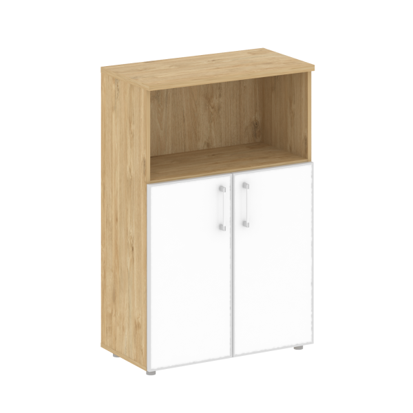 Шкаф средний широкий Shift SK.ST-2.2R white (800x420x1207) (Тиквуд Светлый-Стекло White)