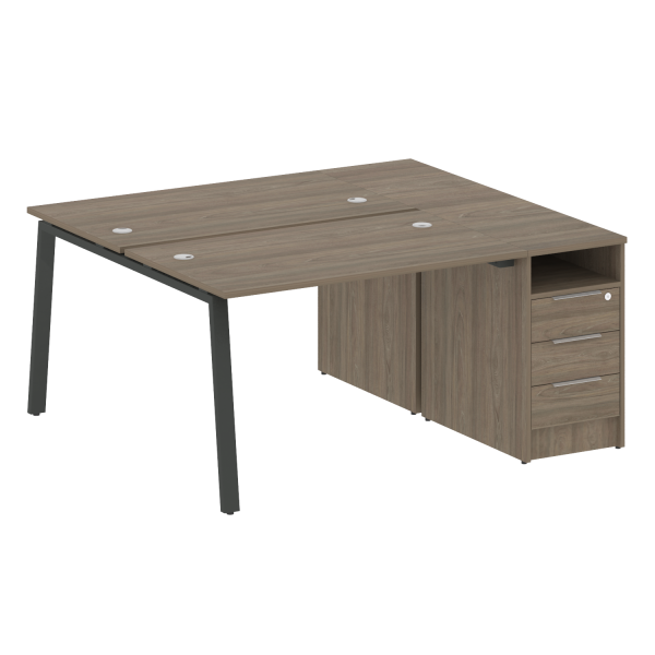 Рабочая станция с тумбой на А-образном м/к Metal System Style БА.РС-СТП-2.2 1612x1475x750 (Вяз/Антрацит металл)