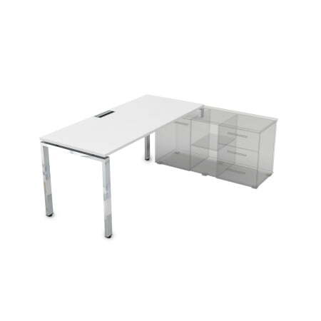 Стол рабочий, прямолинейный, правый Gloss НСТП-П.979 1400x700x750 (Белый премиумХром)