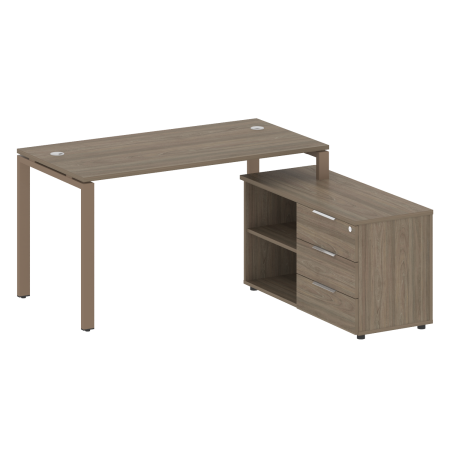 Рабочая станция с опорной тумбой правая Metal System Style БП.РС-СТС-2.3 Пр 1500x1520x750 (Вяз/Мокко металл)