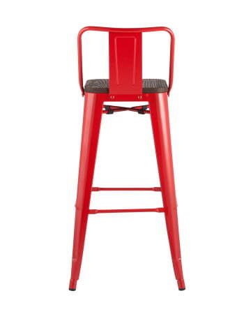 Стул барный TOLIX WOOD со спинкой красный глянцевый (Стул барный Tolix красный глянцевый, темное дерево)