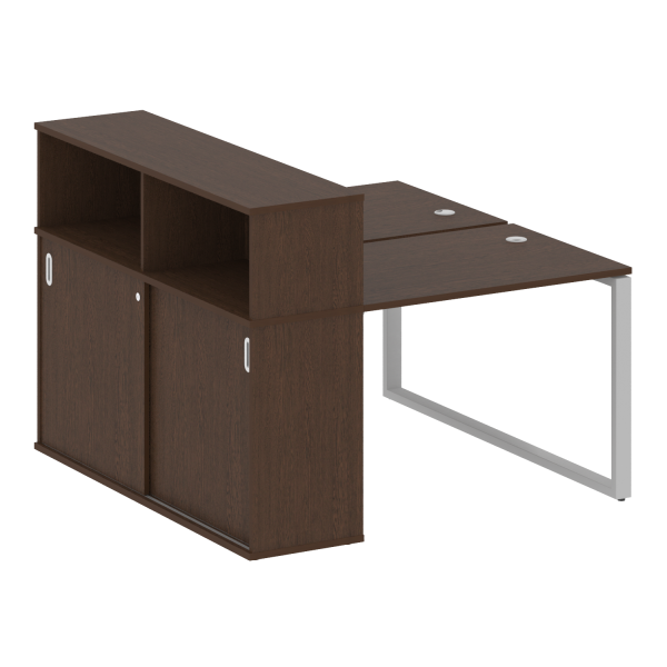 Рабочая станция с шкафом-купе на О-образном м/к Metal System Style БО.РС-СШК-2.1 Т 1410x1475x1098 (Венге Цаво/Серый металл)