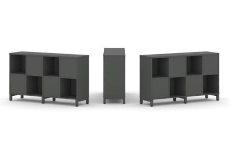 Набор стеллажа 2-х сторонний, 2 яруса SN.NSD-241 (1488х400х881) (Антрацит/Металл Антрацит)