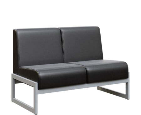 Диван двухместный MD.D2  (1255х700х700) (Oregon Черный арт.16/Серый металл)