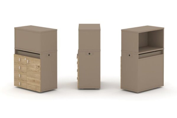 Тумба одиночная + низкая надставка ES.NB.1N-2 (750х410х1135) (Латте/Тиквуд Светлый)