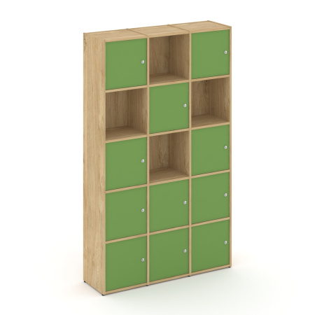 Стеллаж Locker Plus LK.K-009 1188x350x1983 (Тиквуд Светлый | Зеленый)