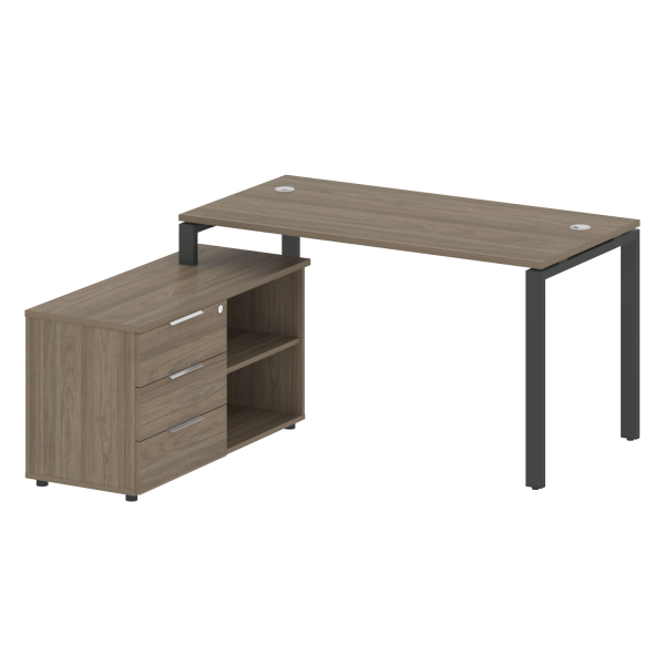 Рабочая станция с опорной тумбой левая Metal System Style БП.РС-СТС-2.3 Л 1500x1520x750 (Вяз/Антрацит металл)