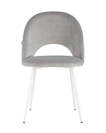 Стул Меган велюр с ромбами светло-серый белые ножки (Стул Меган светло-серый)