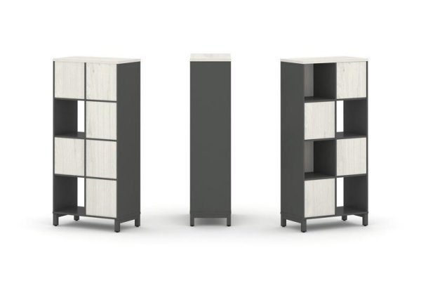 Набор стеллажа 1 сторонний, 4 яруса SN.NS-421 (754х400х1615) (Антрацит/Дуб Наварра/Металл Антрацит)