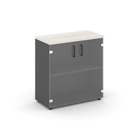 Шкаф низкий широкий SN.STS.E-302 (796х400х833) (Антрацит/Дуб Наварра/Прозрачный)