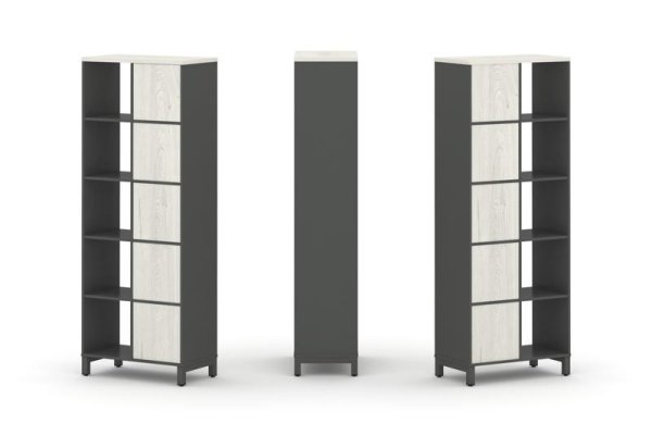 Набор стеллажа 2-х сторонний, 5 ярусов SN.NSD-521 (754х400х1982) (Антрацит/Дуб Наварра/Металл Антрацит)