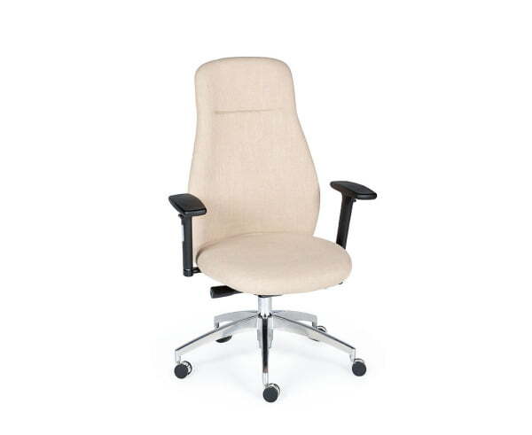 Мальта / хром крестовина / черные подлокотники / бежевая ткань (Бежевый)