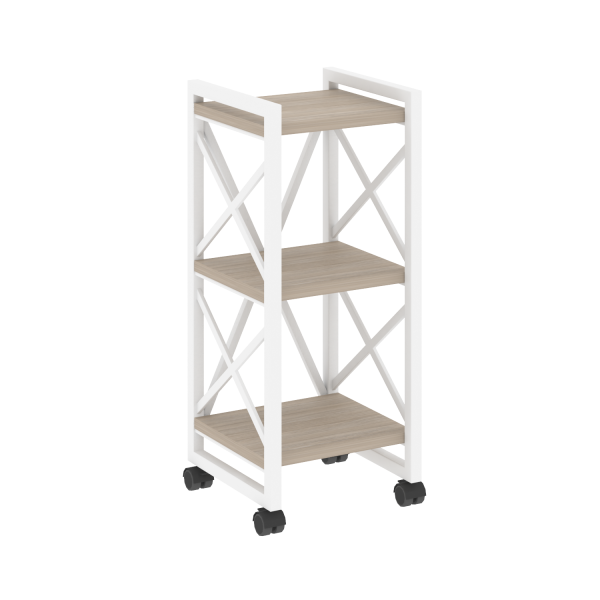 Стеллаж на колесных опорах-3 полки VR.L-MST.K-3.4 400x400x968 (Дуб Аттик/Белый металл)