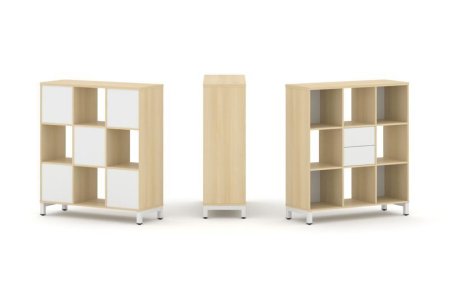 Набор стеллажа 1 сторонний, 3 яруса SN.NS-331 (1121х400х1248) (Акация Лорка/Белый/Металл Белый)