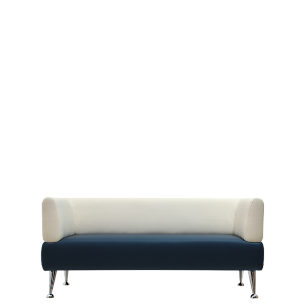 Диван офисный Норд (V-700) 2-х местный с подлокотниками (Белый/синий)