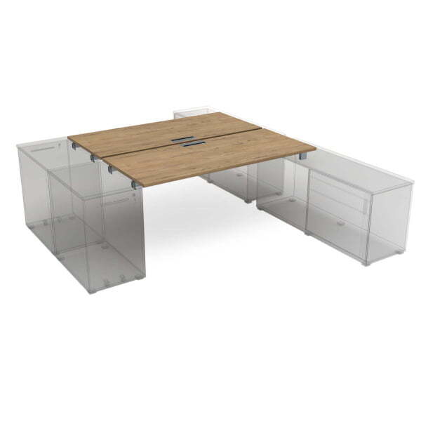 СБДТ.989 Стол системы БЕНЧ на 2 рабочих места, крепление к тумбам (1400x1635x750) (TeakwoodСерый)