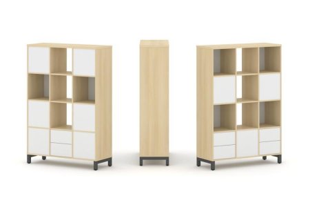 Набор стеллажа 2-х сторонний, 4 яруса SN.NSD-431 (1121х400х1615) (Акация Лорка/Белый/Металл Антрацит)