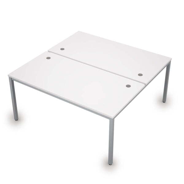 6МБ.284 Бенч-система на два рабочих места (1600x1635x750) (Белый/Алюминий матовый)